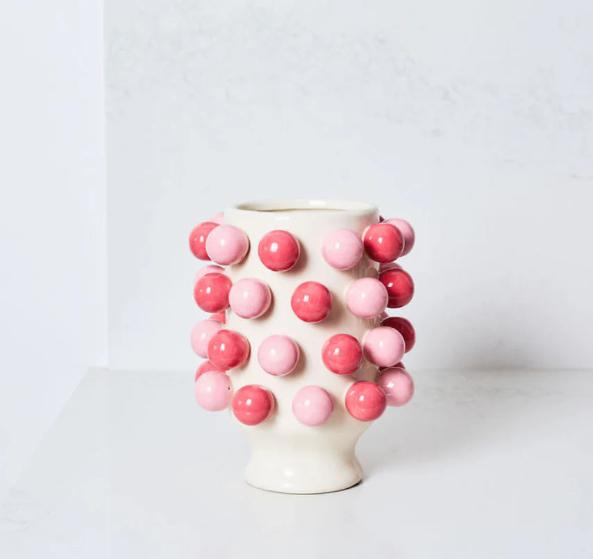Small Bubble Vase - pink and light pink balls