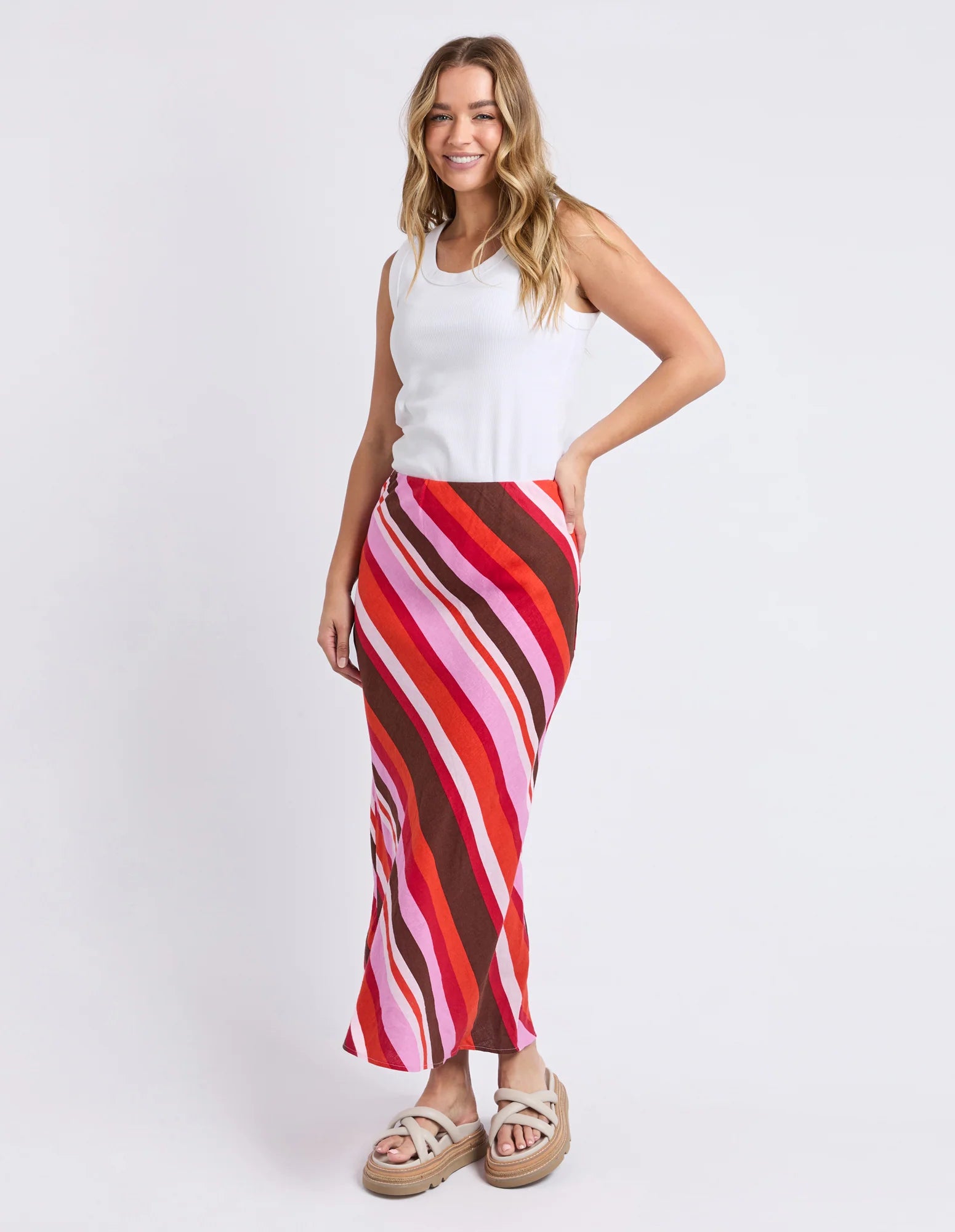 Guava Stripe Skirt Guava Stripe