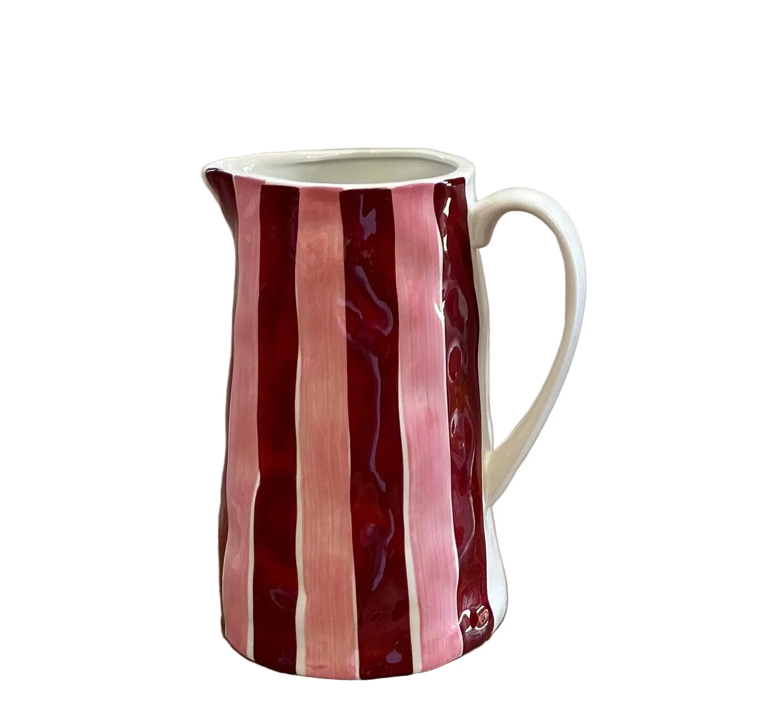 Medium Jug - Burgundy and Pink Stripe