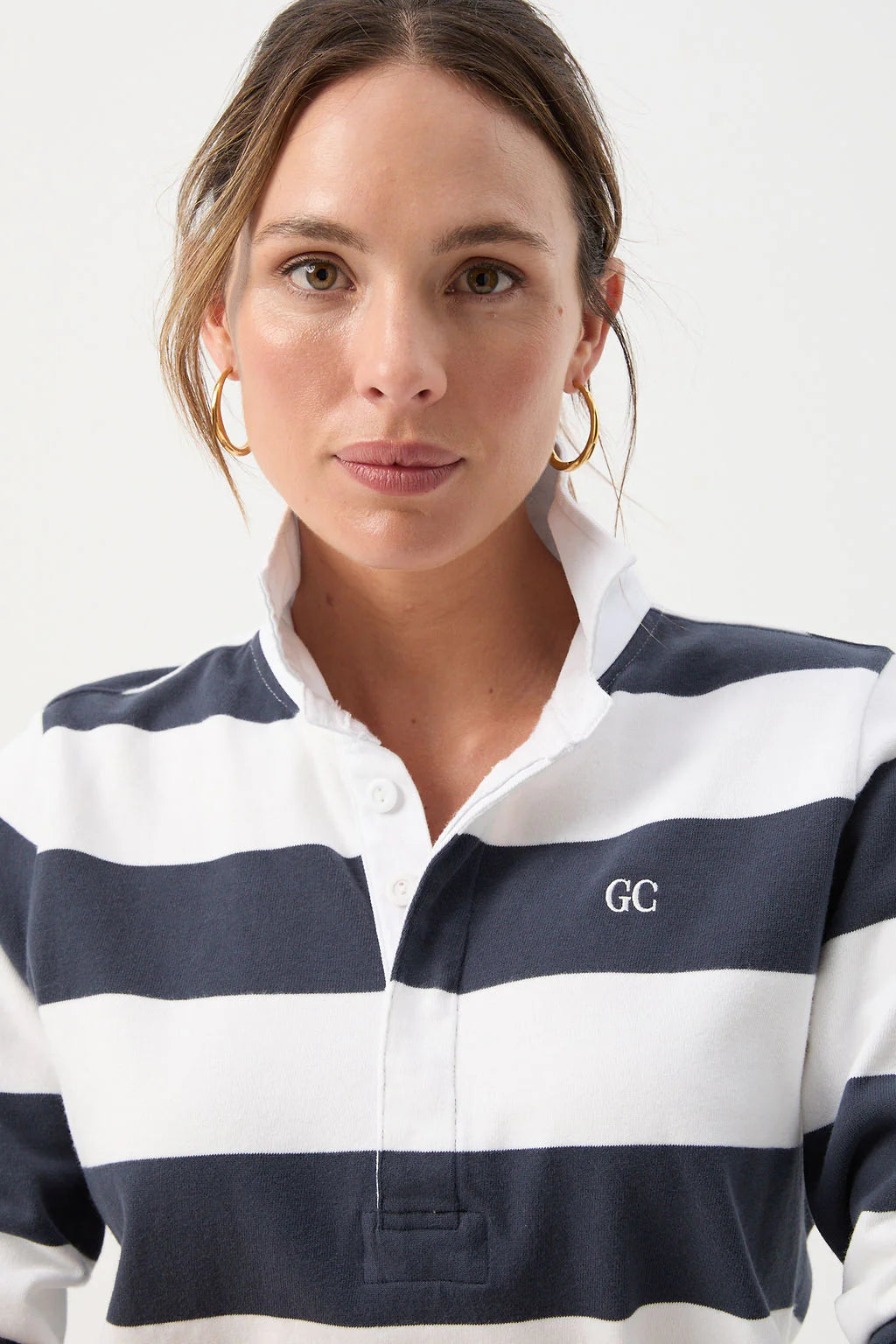 Stripe Collared Rugby Parisian Night/White
