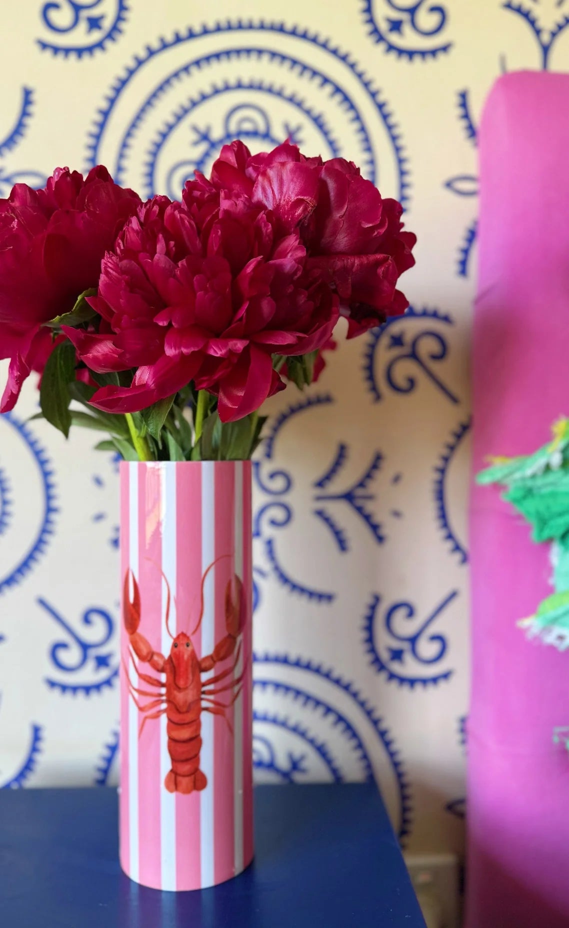 Pink Stripe Lobster Vase