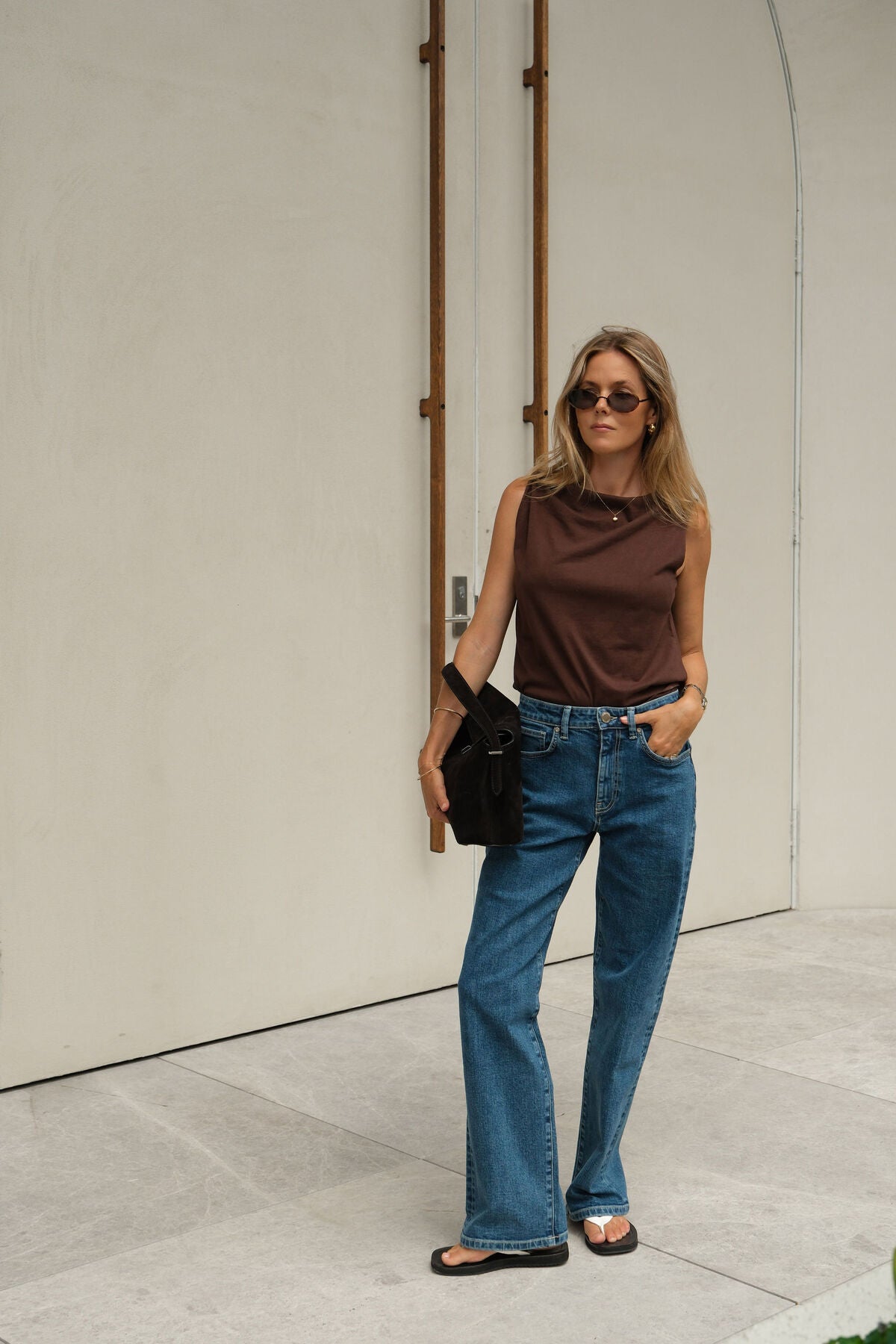 Tahlia Twist Strap Tank - Chocolate