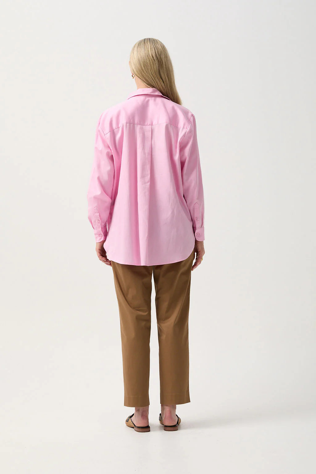 Cotton Poplin Oversized Basic Shirt Pink