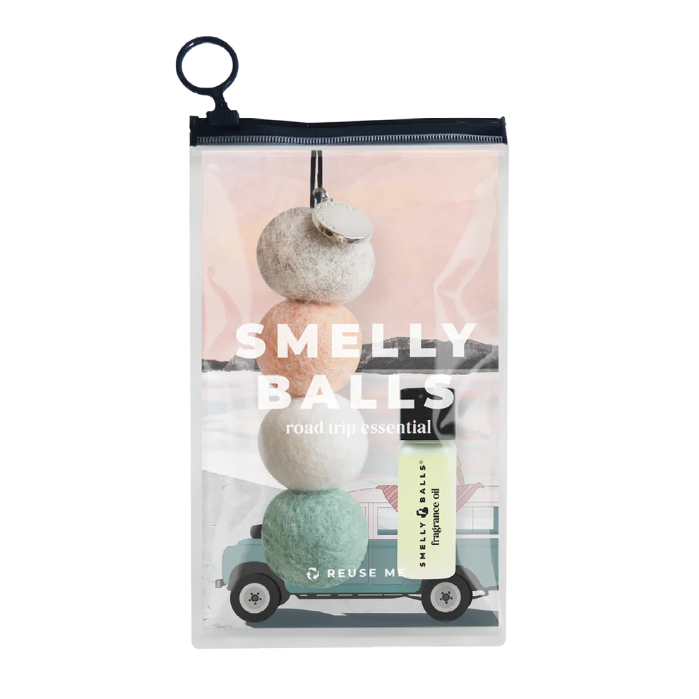 Seapink Smelly Balls with Sweet Pea fragrance, small scented decorative balls, in a clear container, fresh and colorful.