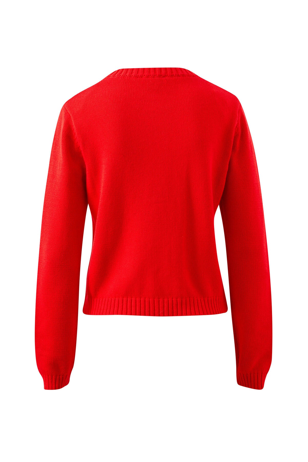 Fiery red Nelly long sleeve knit cardigan by Ceres Life, featuring a cozy, fitted design and button-front closure.