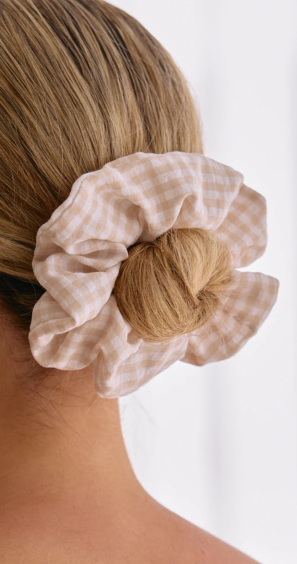 Penny Linen Scrunchie 2 Pack - Yellow & Beige Check