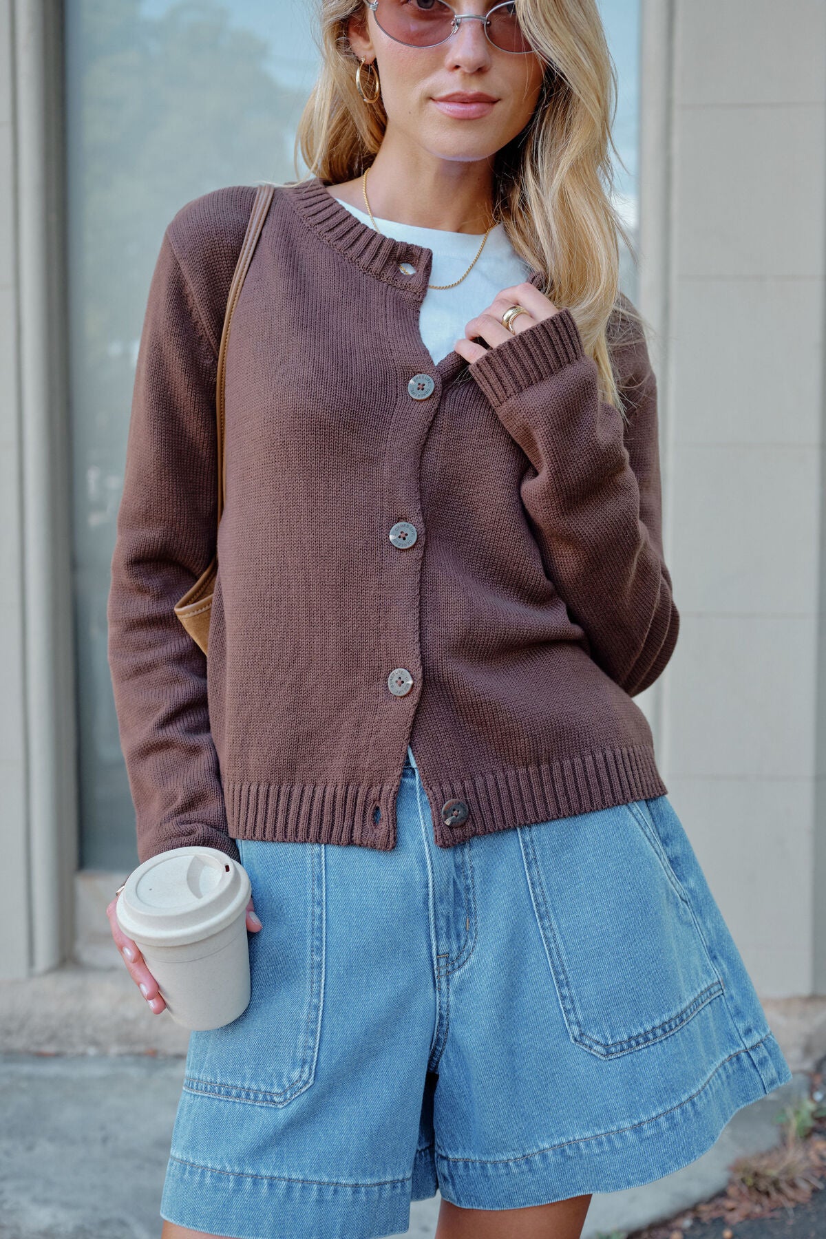 Nelly Long Sleeve Knit Cardi - Chocolate