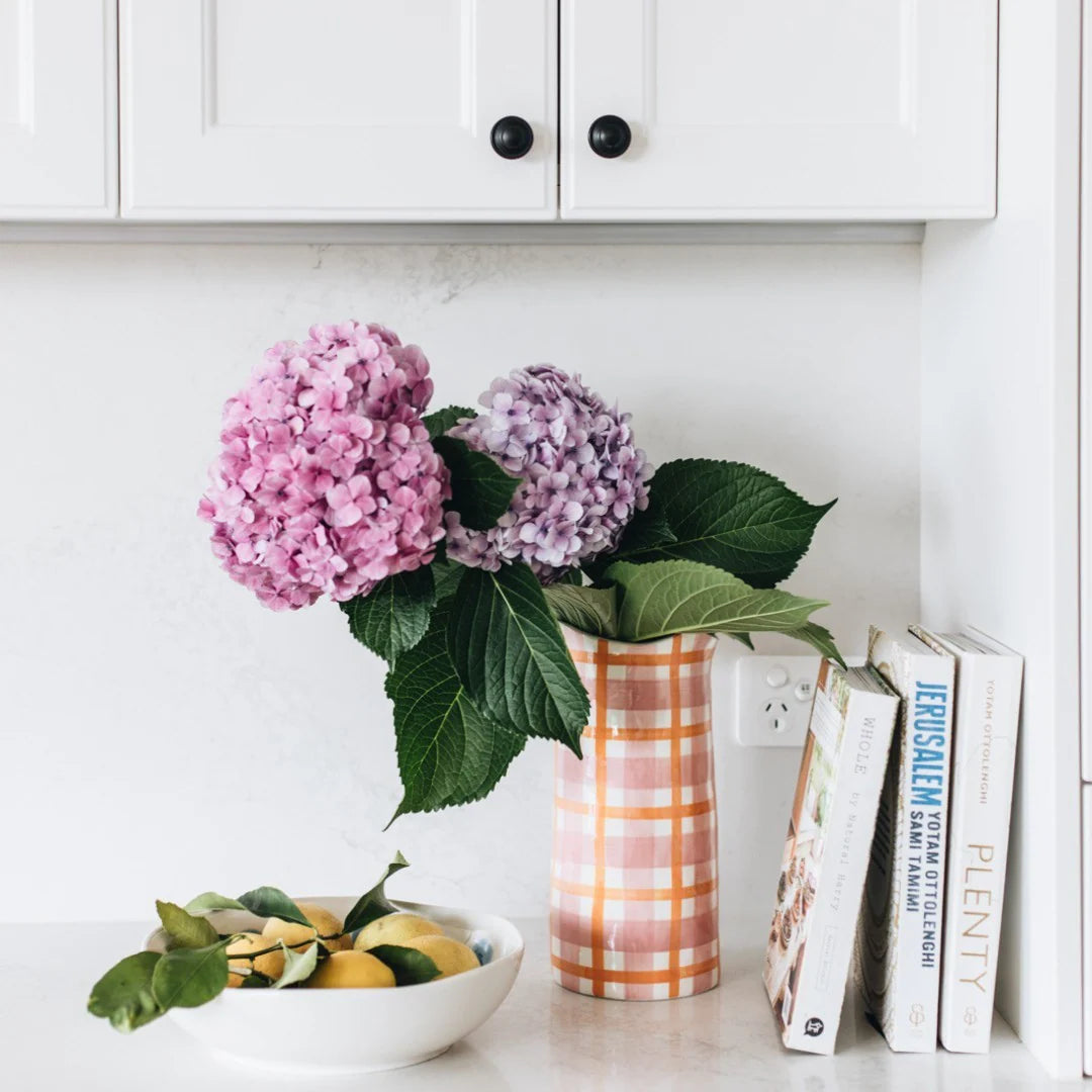 Large Vase - Pink & Orange Gingham