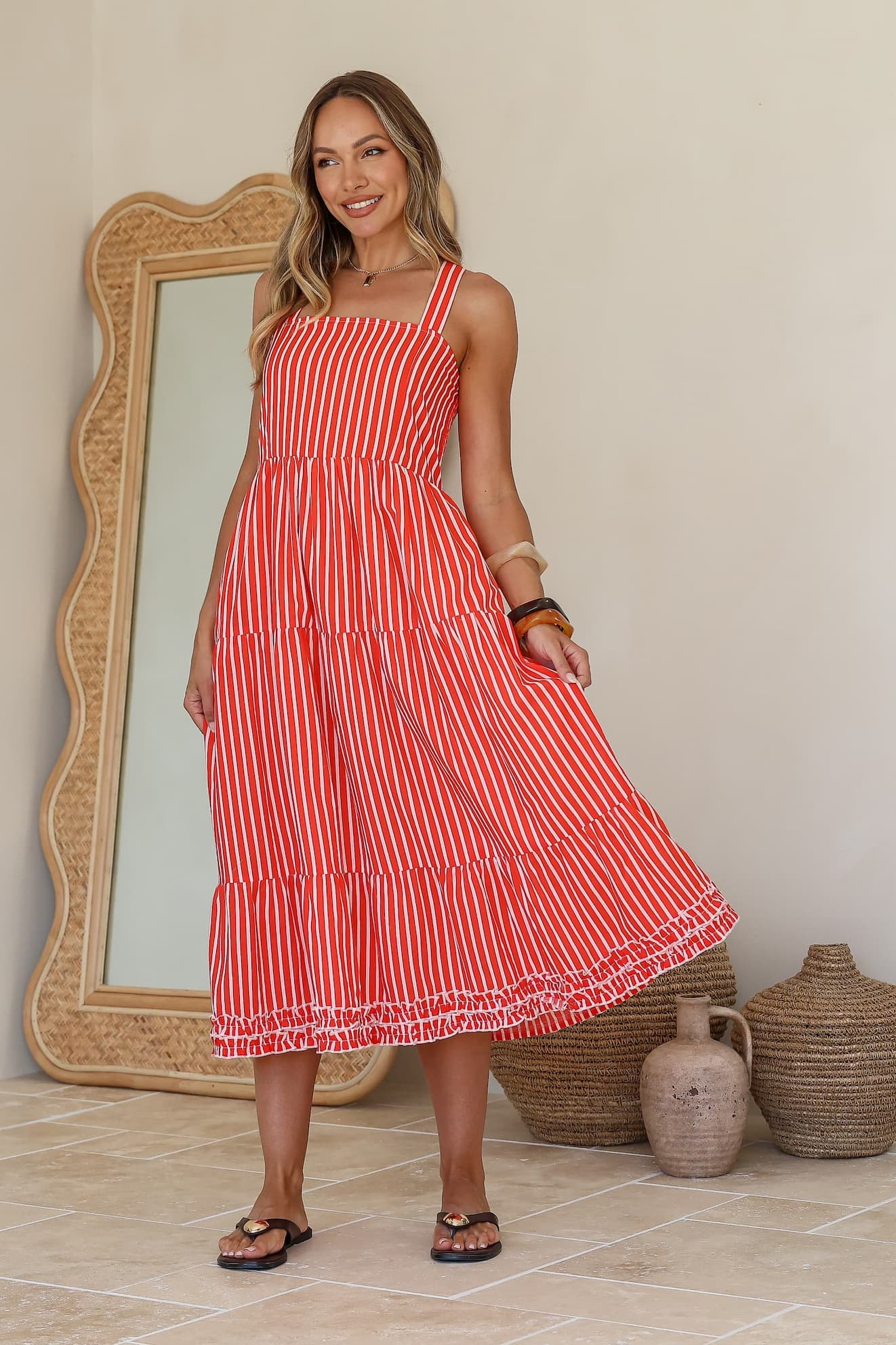 Red/white stripe dress