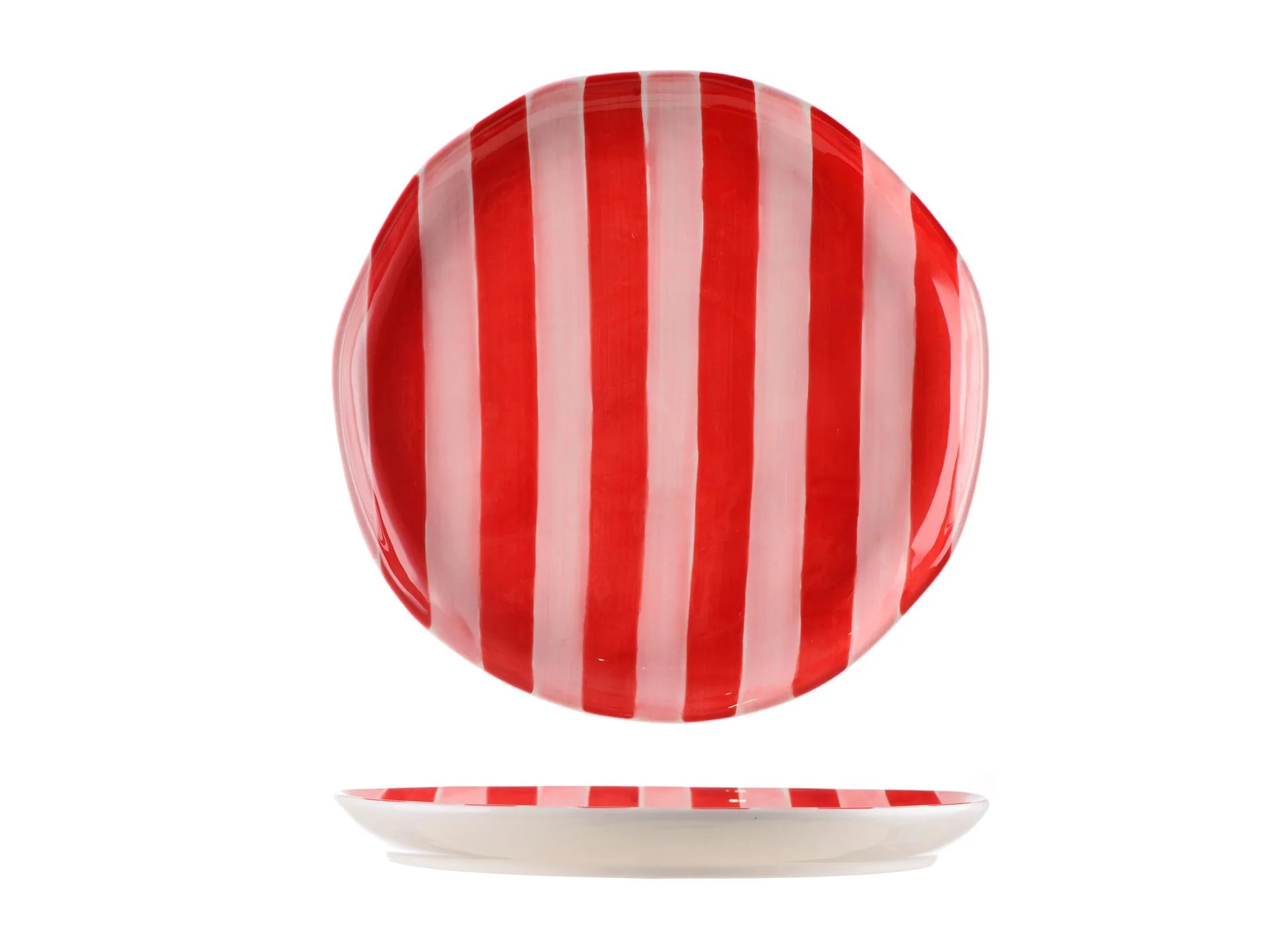 Pink & Red Stripe Dinner Plate (Single)