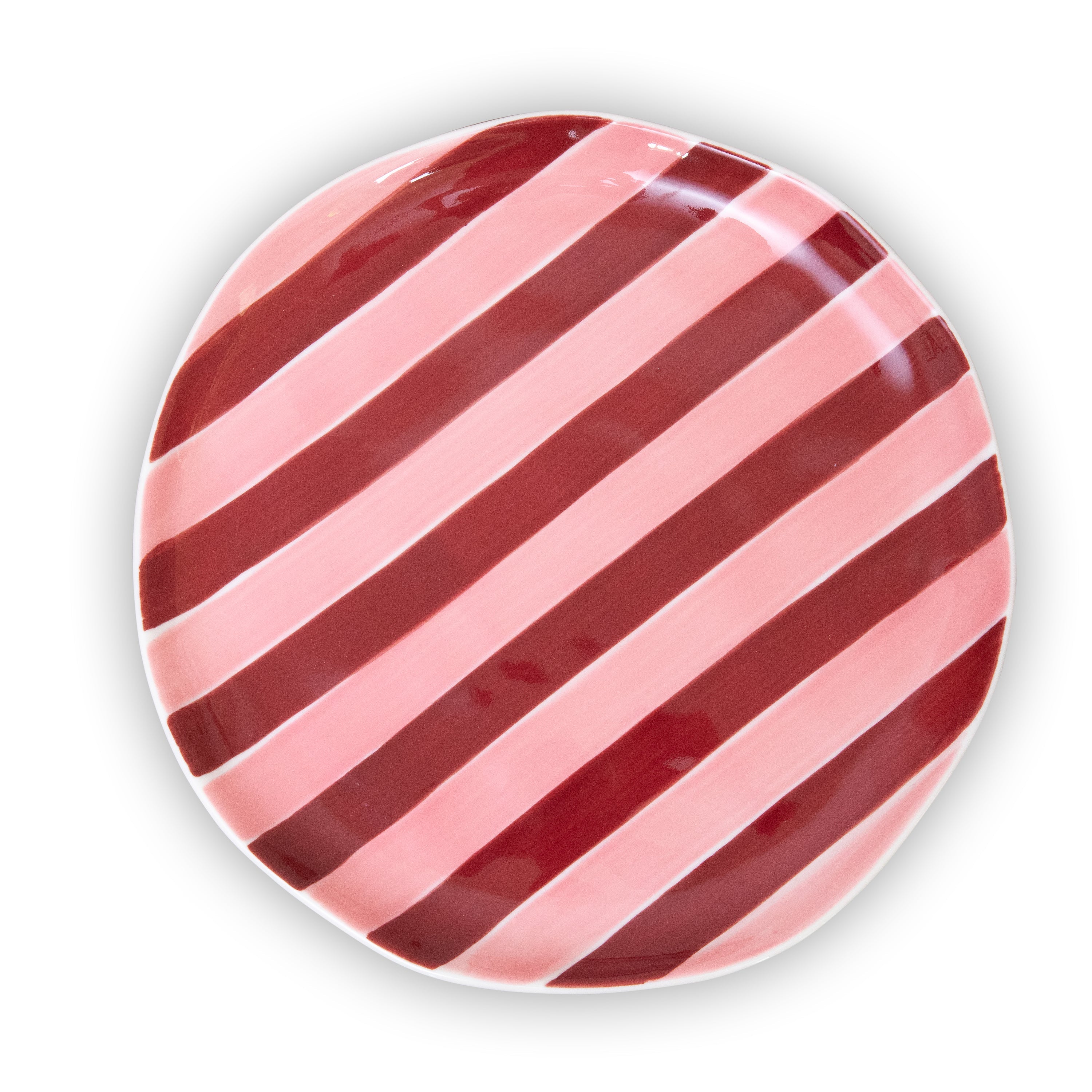 Pink & Burgundy Stripe Dinner Plate (Single)