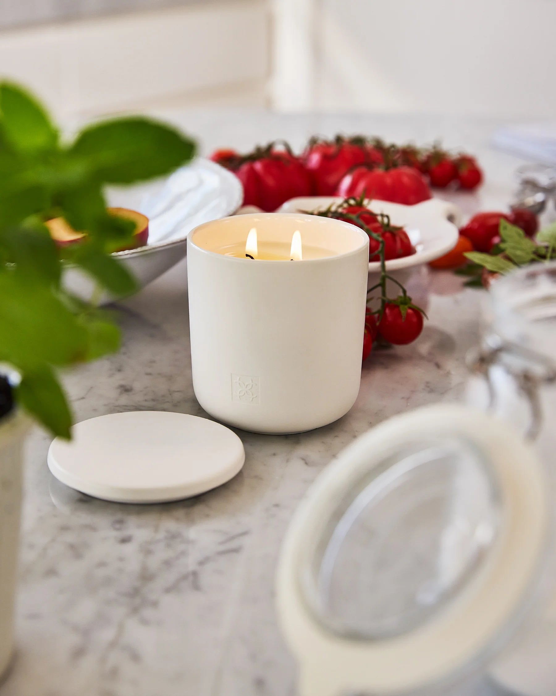 Circa watermelon and coconut soy candle 300g with a white container, fresh fruit-inspired design, and natural wax appearance.