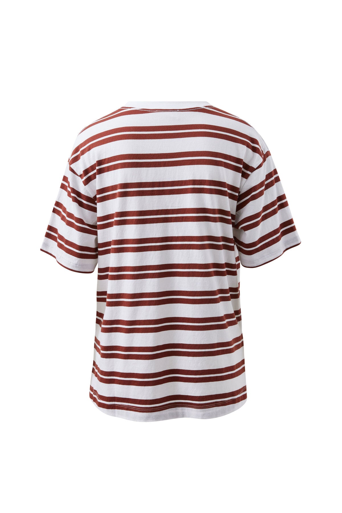 Ceres Life Stevie Slouchy Tee in white and burnt toffee stripe, casual cotton t-shirt with relaxed fit and stylish stripe design.