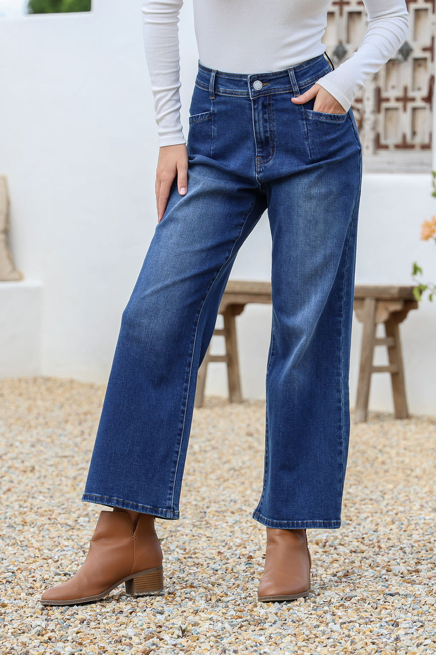 J-Lo Slightly Cropped Stretch Jean – Dark Wash Denim