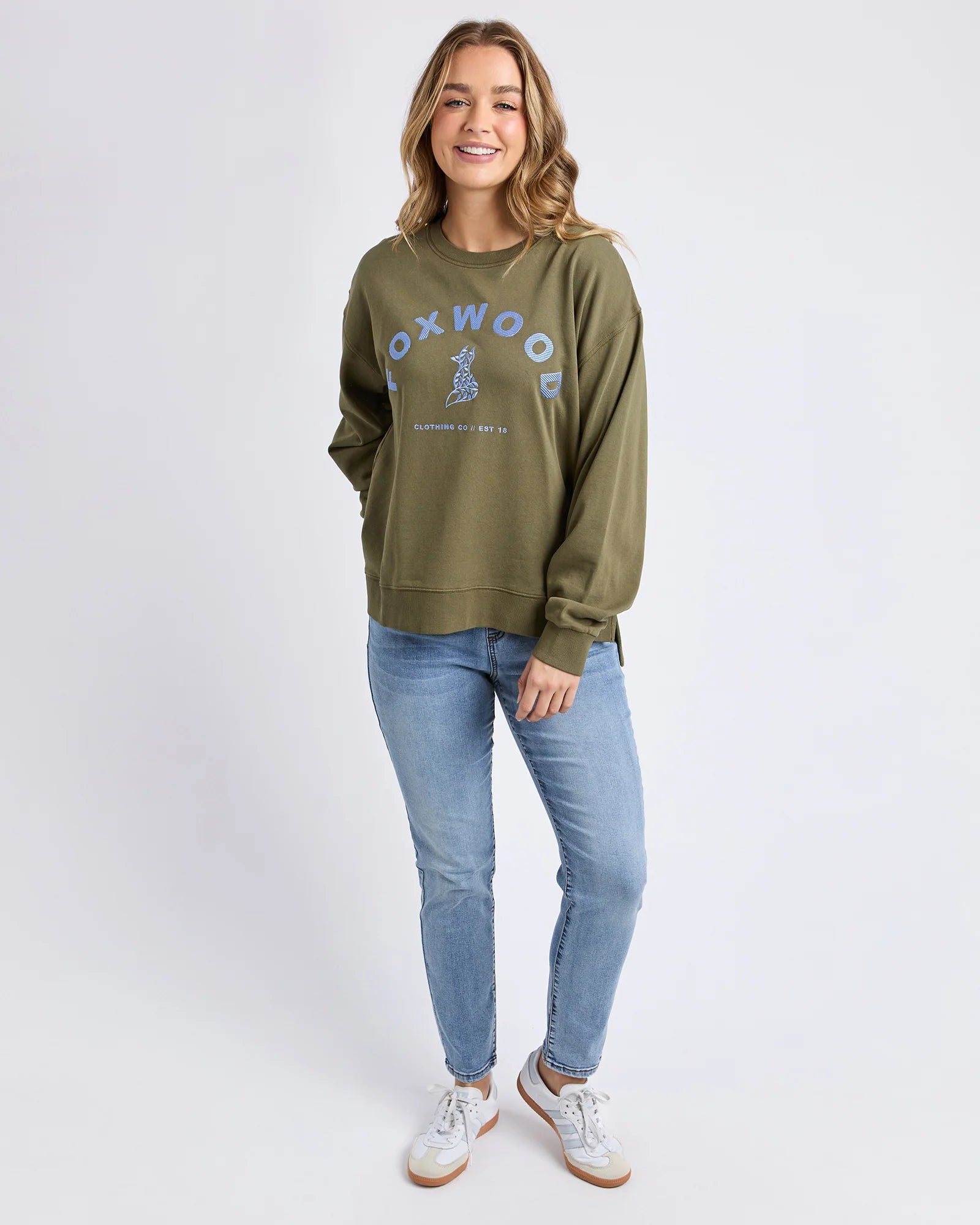 Foxwood Effortless Contrast Crew Winter Moss