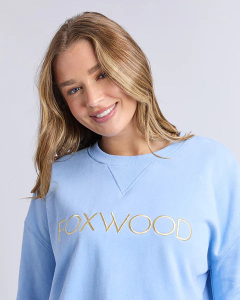 Foxwood Simplified Metallic Crew in Blue/Lemon