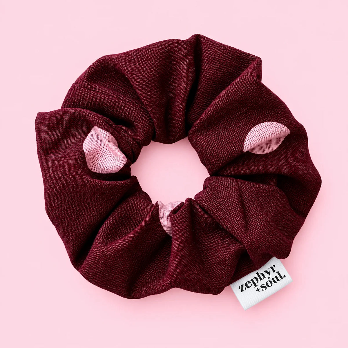 Maroon + Pink Spots - Scrunchie