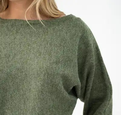 Asymmetrical neck jumper - Olive