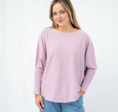 Curved hem box Jumper - Pink