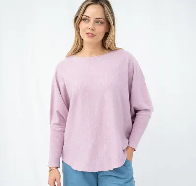 Curved hem box Jumper - Pink