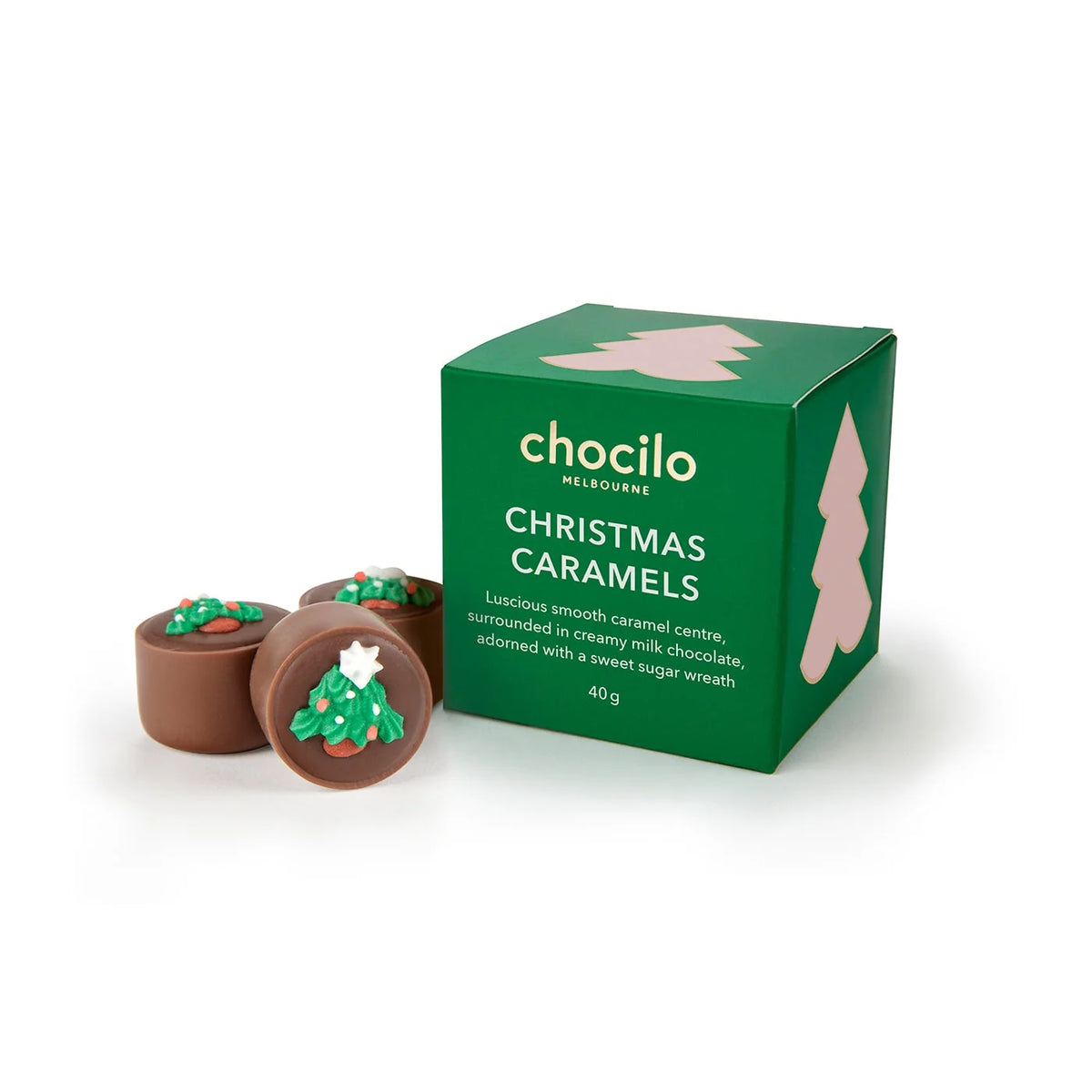 3 Christmas Caramel Milk Chocolates Gift Cube - 40g