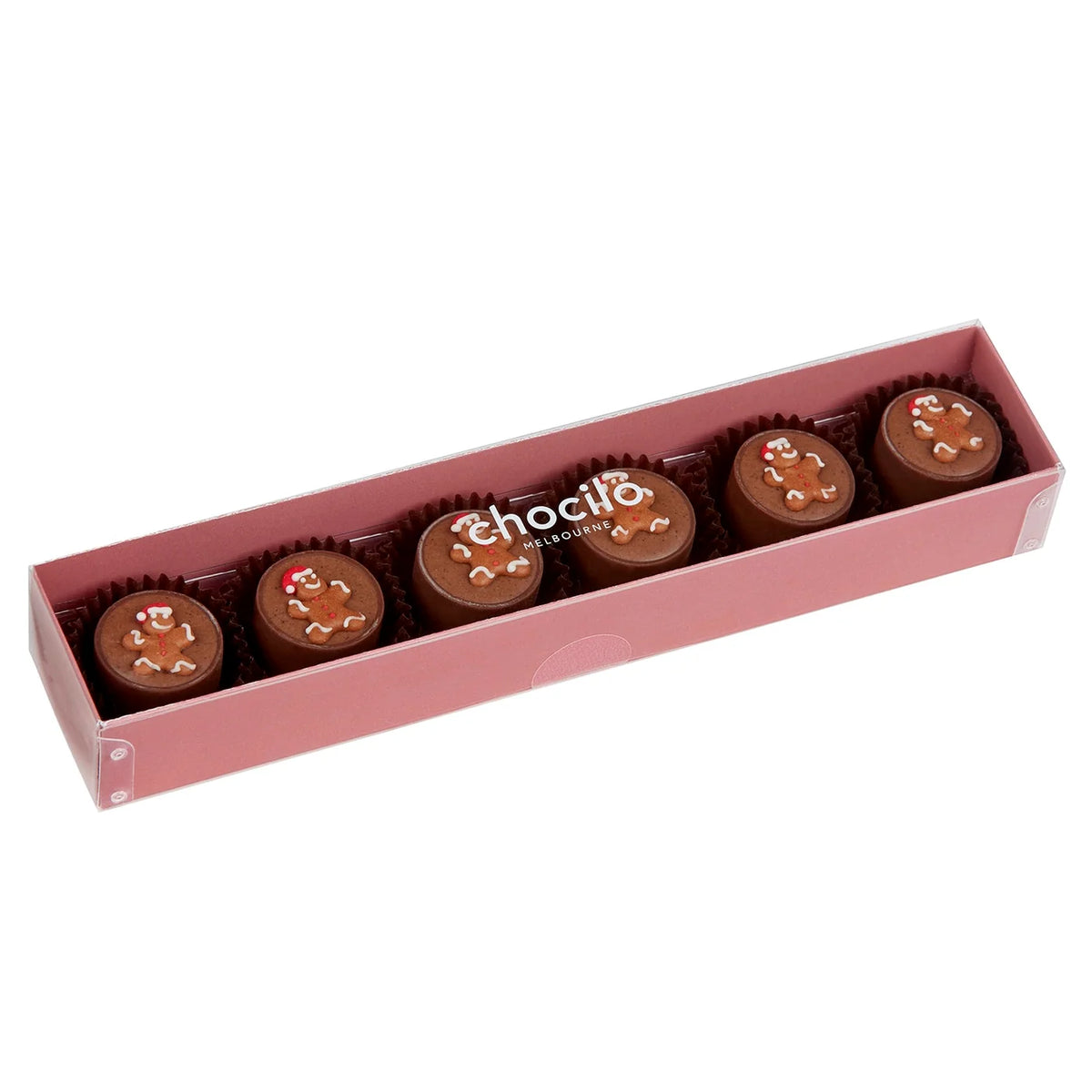 6 Pack Christmas Gingerbread Milk Chocolates Gift Box - 80g.