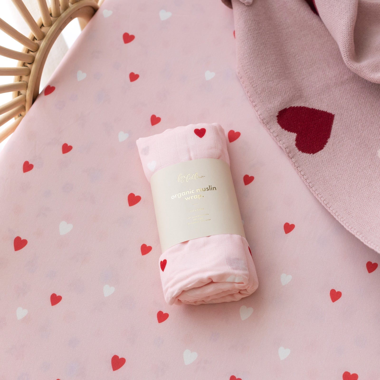 Little Hearts Muslin Wrap Swaddle