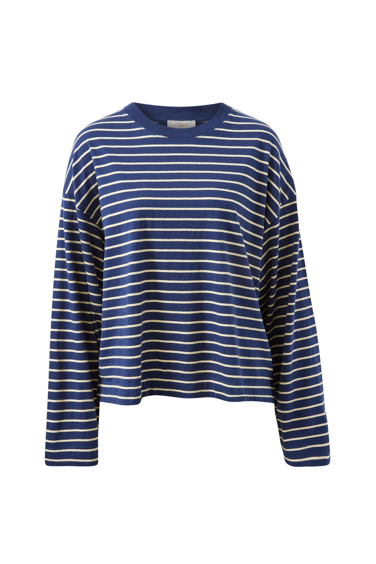 Ceres Life Beau Long Sleeve Slouchy Tee - Heritage Navy/Marshmellow Stripe