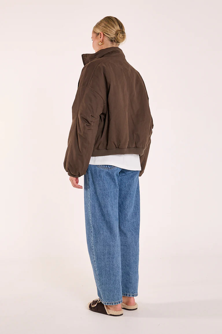 Asher Funnel Neck Jacket - Chocolate