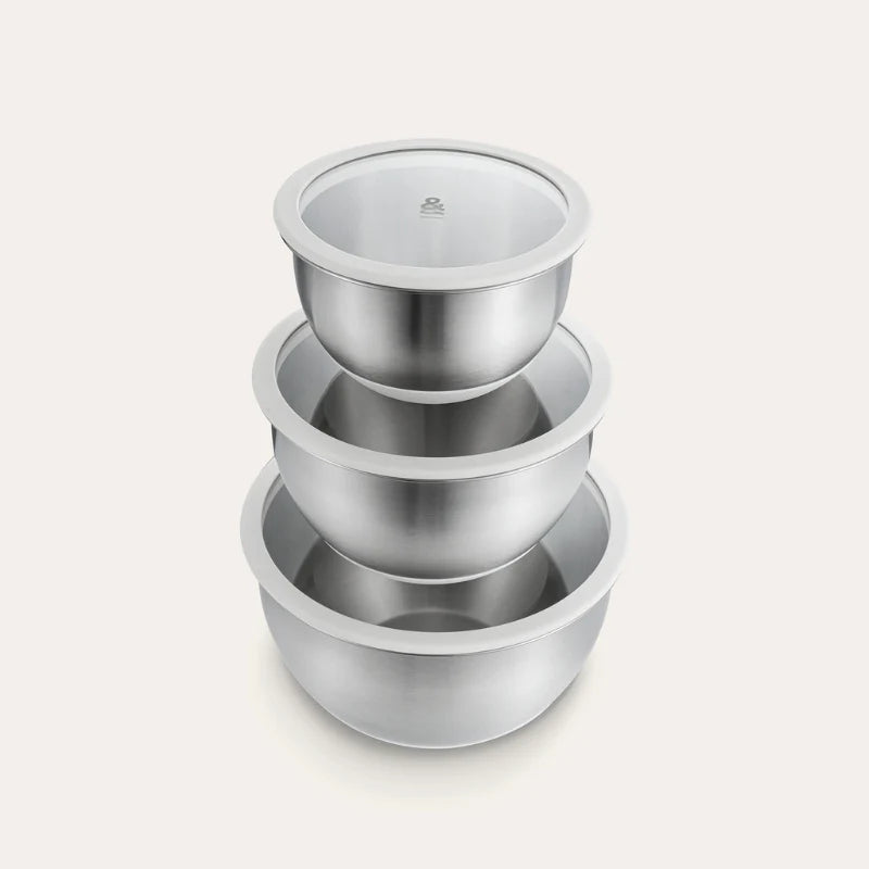 Seed & Sprout Stainless Steel Mixing Bowls | 3pk - Mushroom
