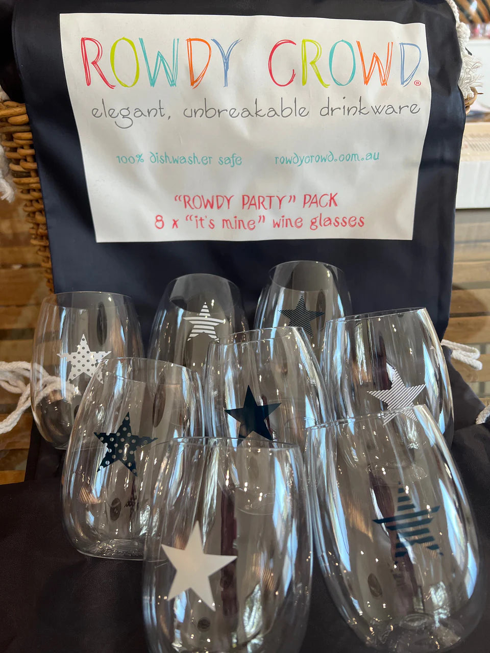 Navy Bag - Its Mine 8 x Wine Glasses