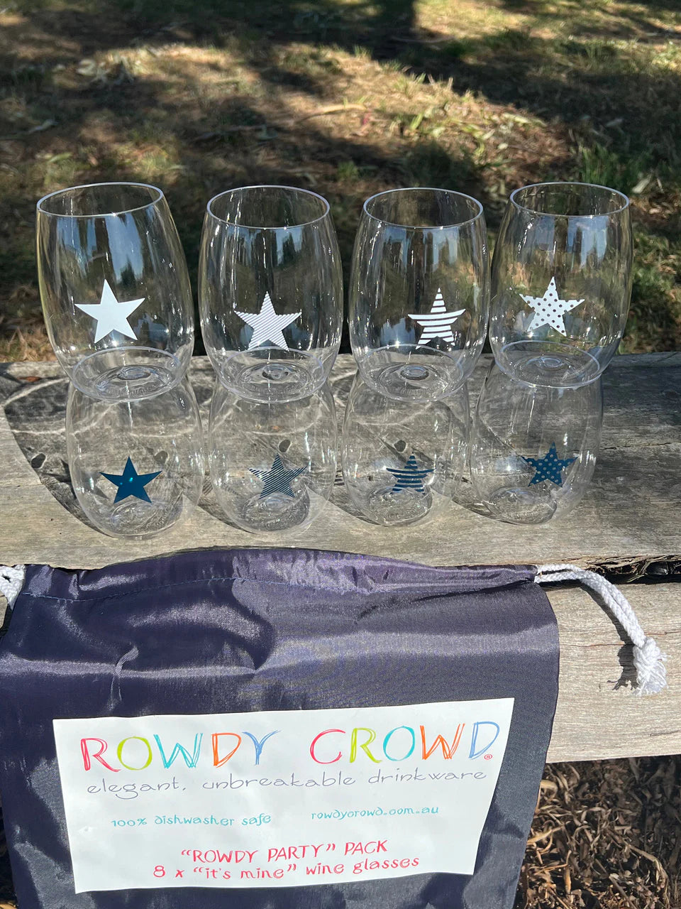 Navy Bag - Its Mine 8 x Wine Glasses