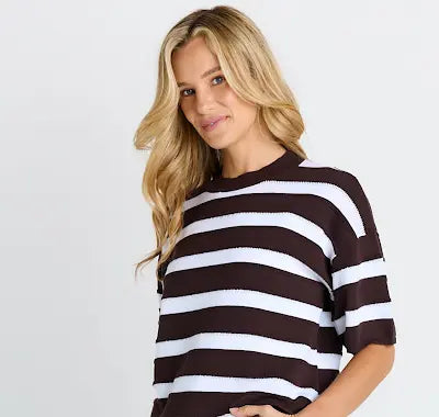 Libby Boxy Top - Chocolate Stripe