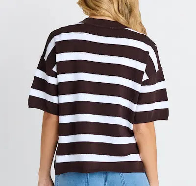 Libby Boxy Top - Chocolate Stripe