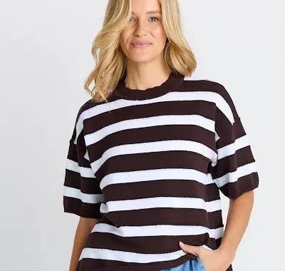 Libby Boxy Top - Chocolate Stripe
