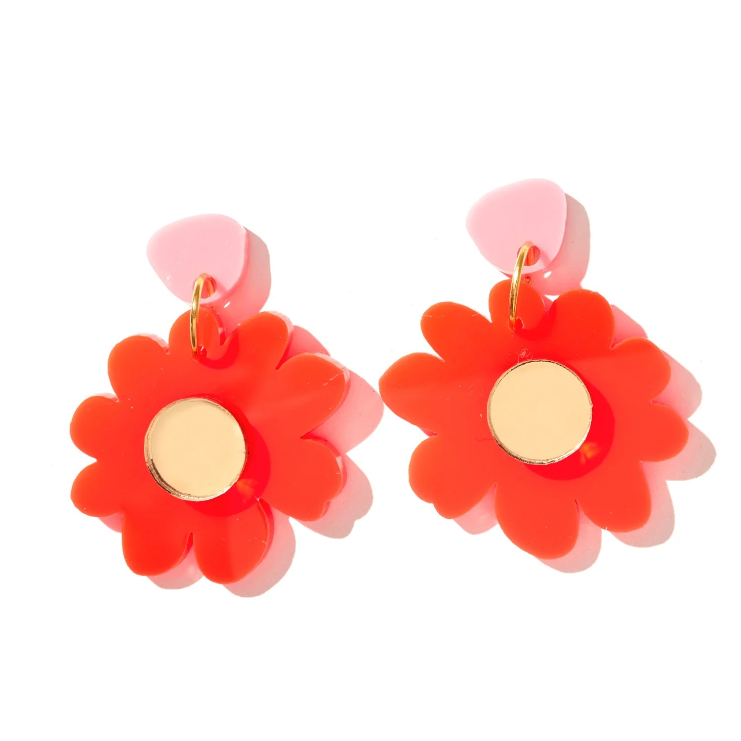 Millie Fluro Orange And Pink Flower Dangles