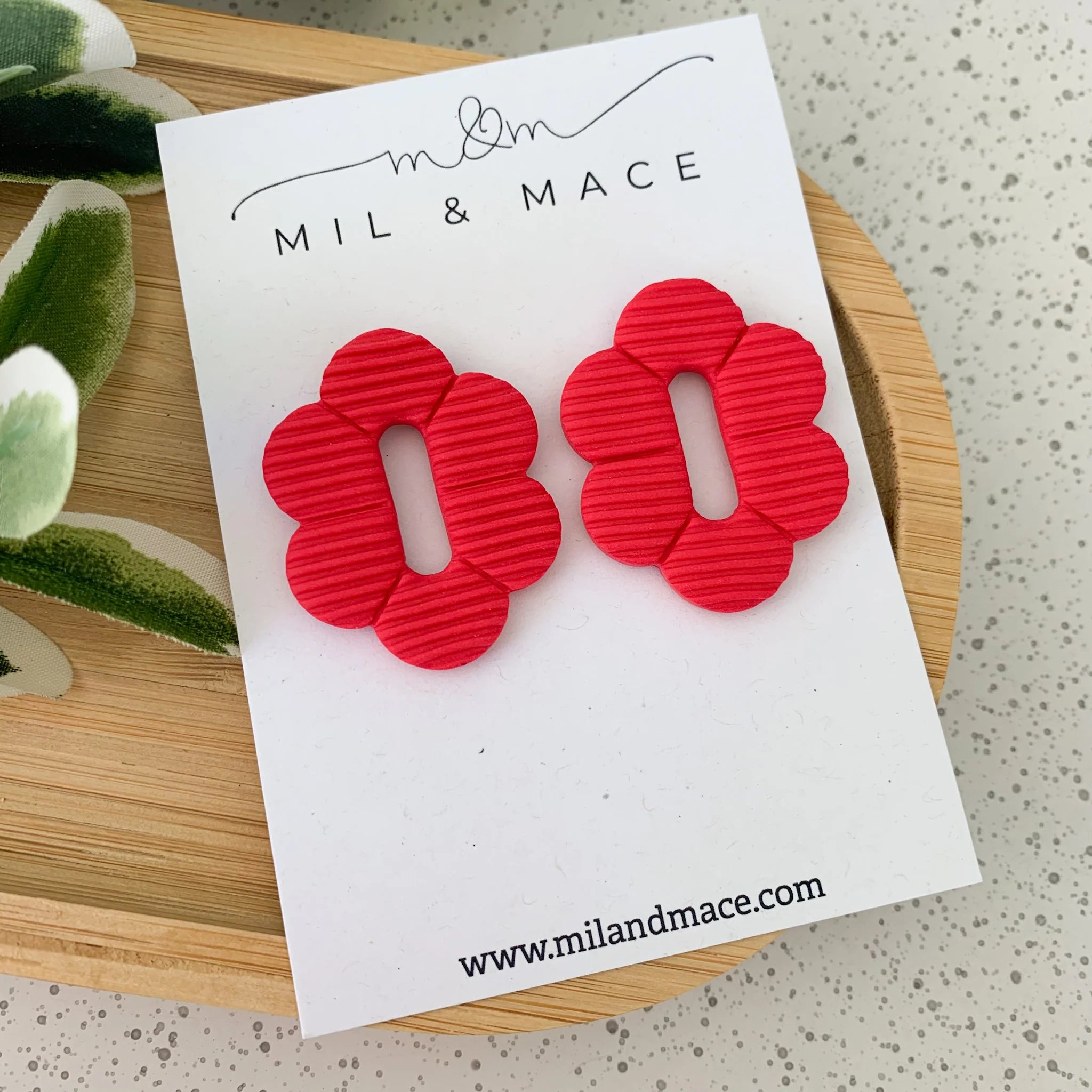 Red polymer Clay Stud Earrings