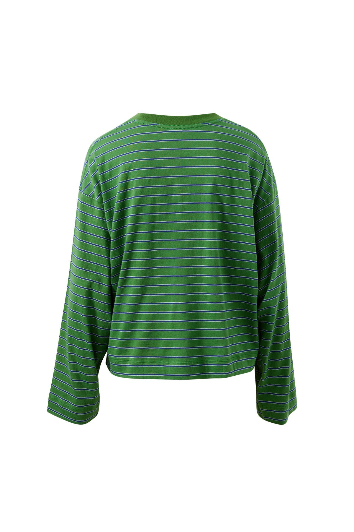 Beau Long Sleeve Slouchy Tee - Basil/Prussian Stripe