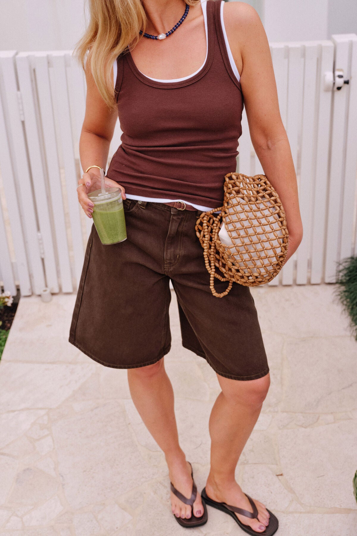 Olive Belted Denim Short - chocolate