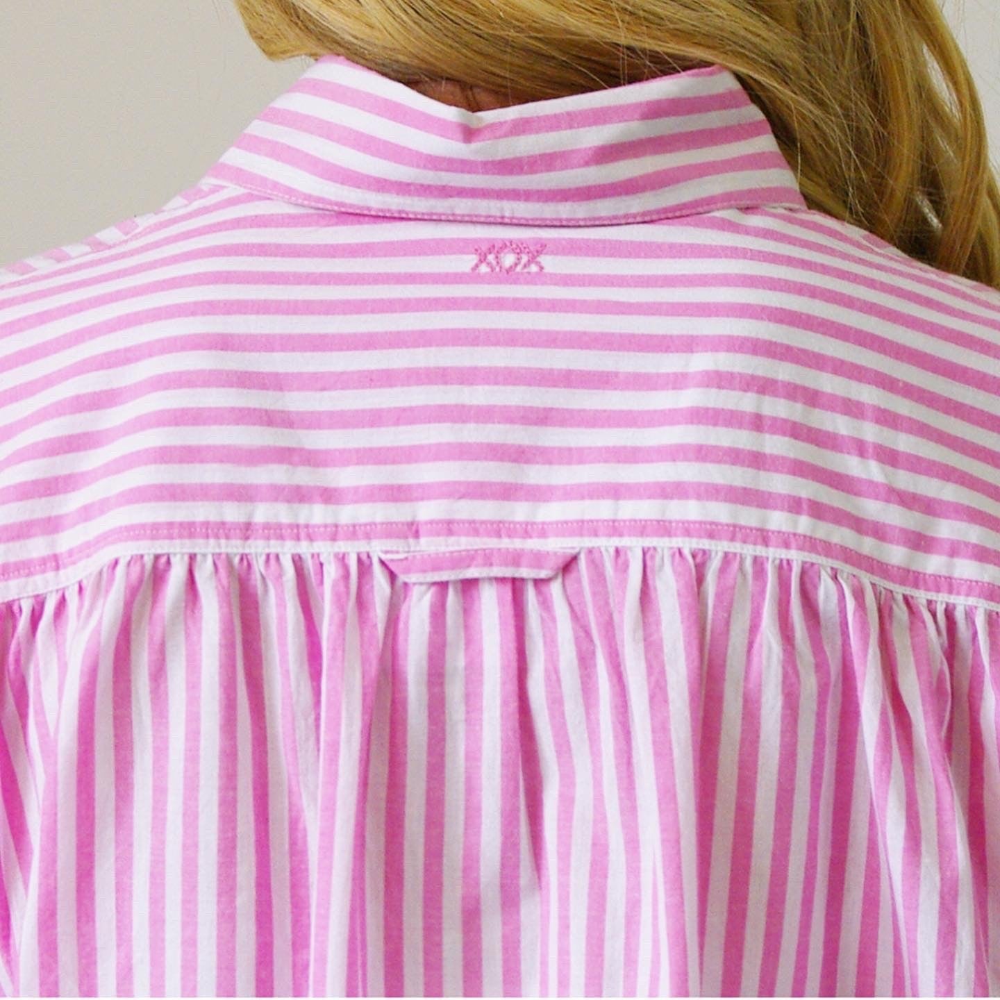 Riley Over Size Cotton Stripe Shirt - Pink and white stripe