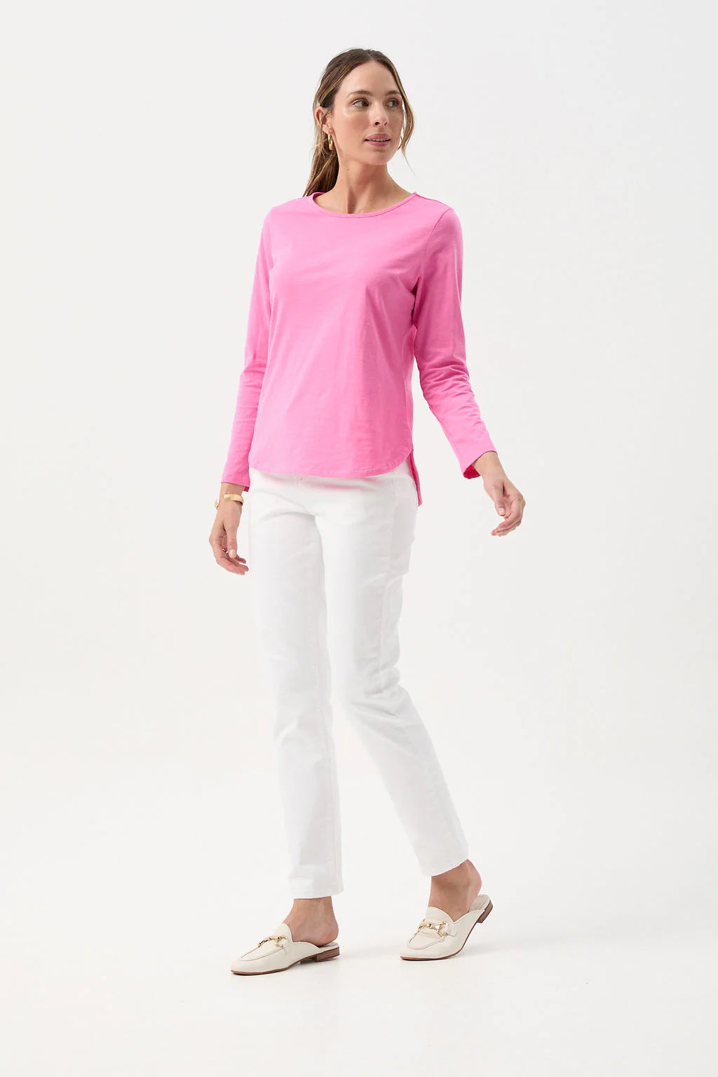 Stripe Long Sleeve Tee White/Leaf Green