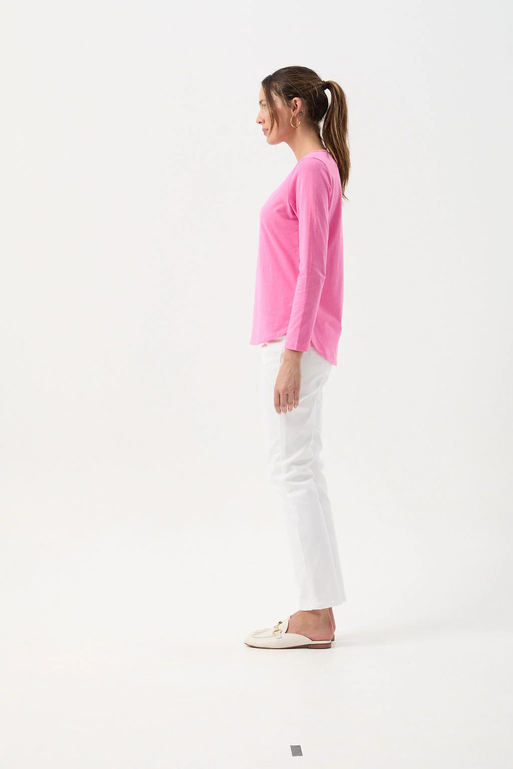 Stripe Long Sleeve Tee White/Leaf Green