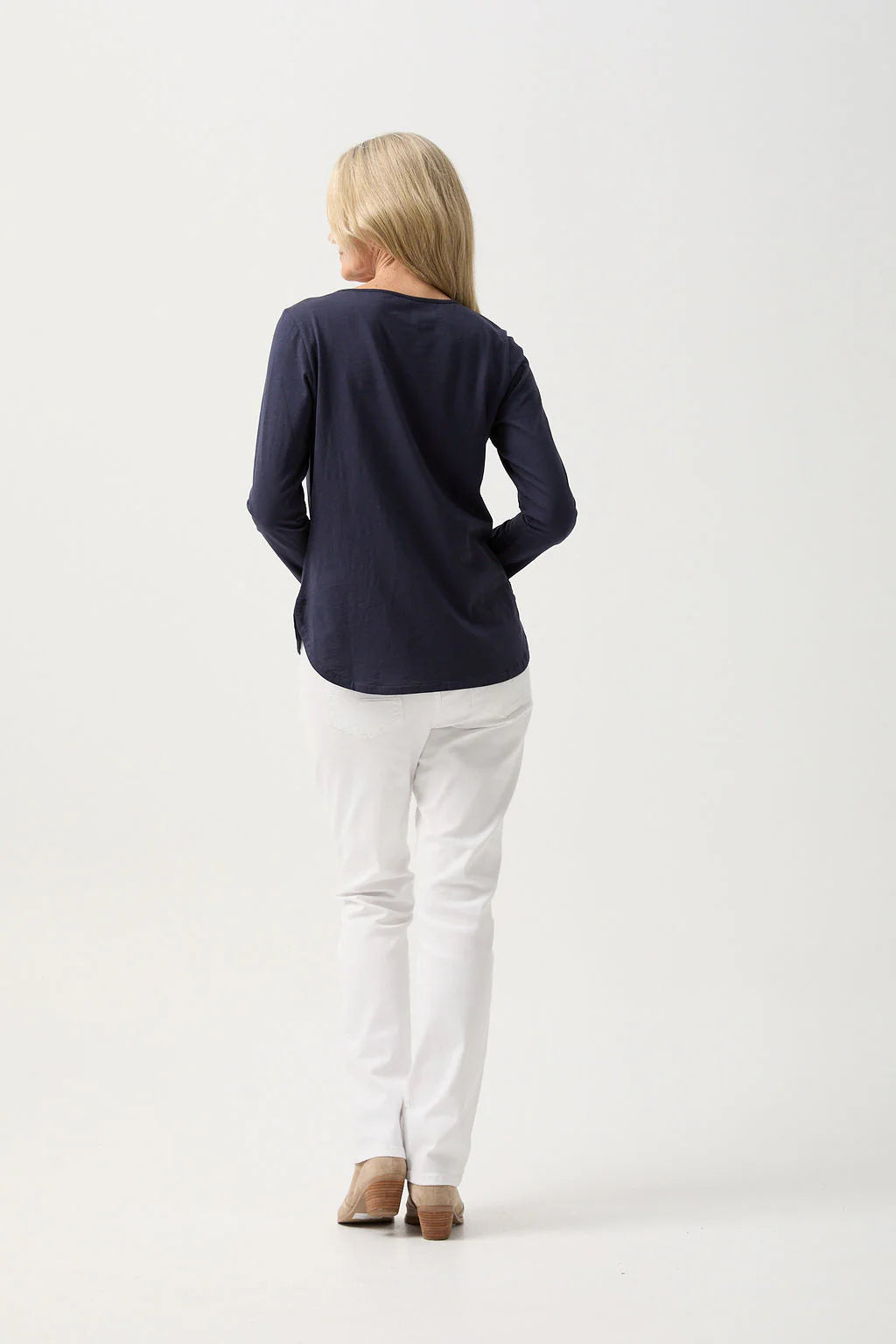 Cotton Long Sleeve Classic Tee Navy
