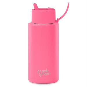 Ceramic Reusable Bottle 34oz/1L with Flip Straw Lid - Bubblegum Blast