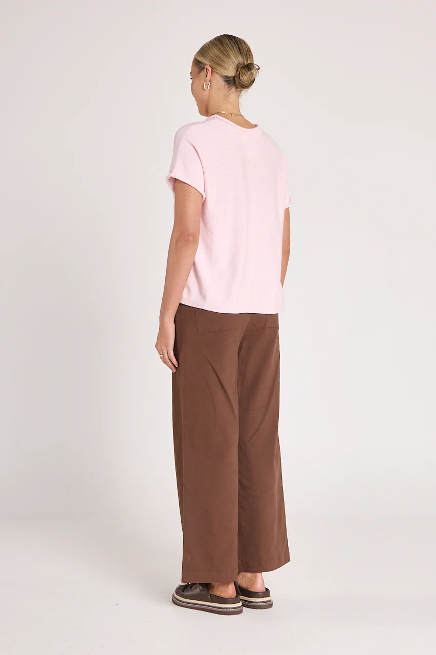 Faye Knitted Tee - Powder Pink