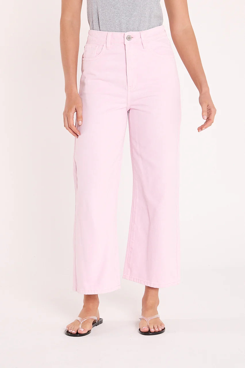 Cassie Cropped Leg Jean - Pink
