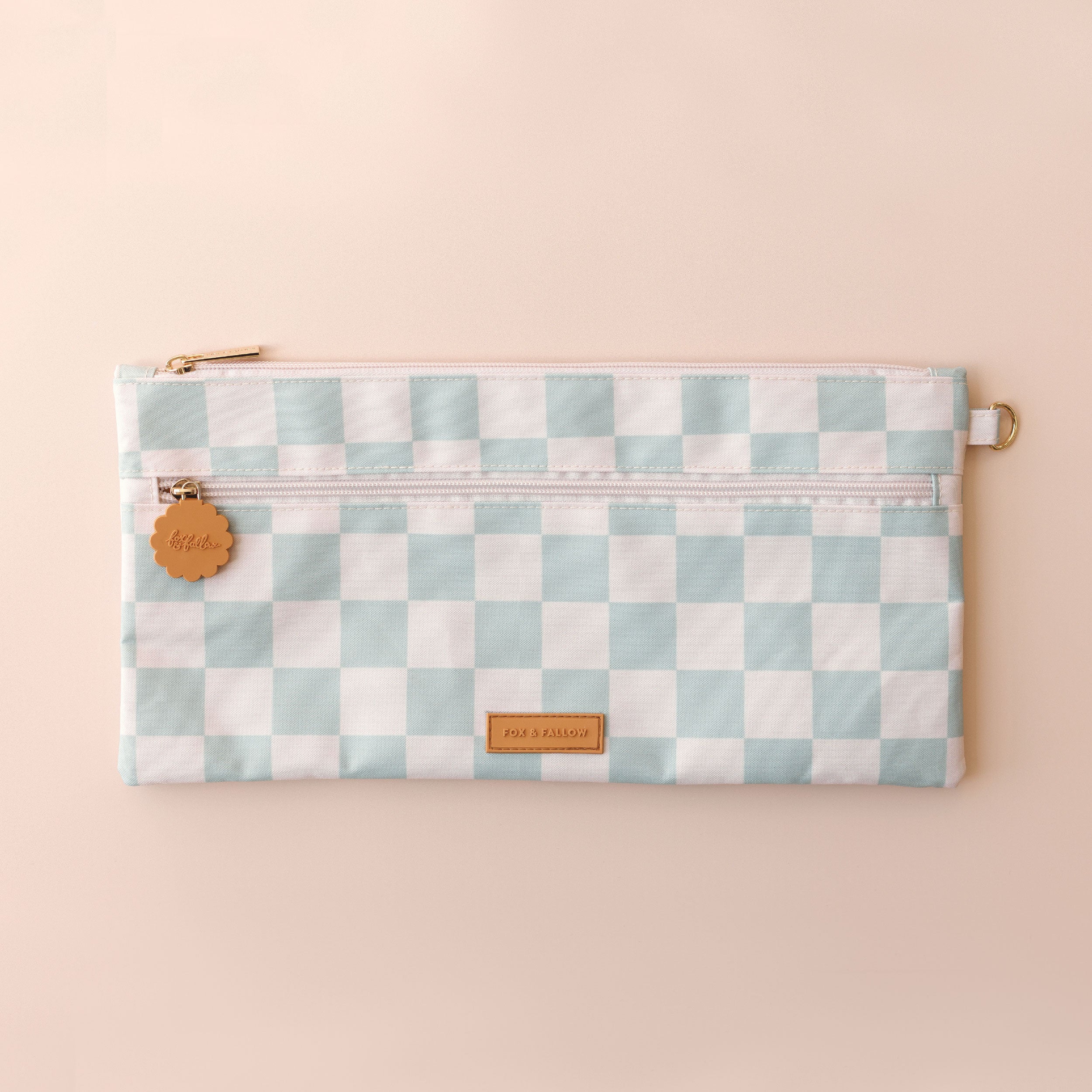 Sage Check Large Pencil Case