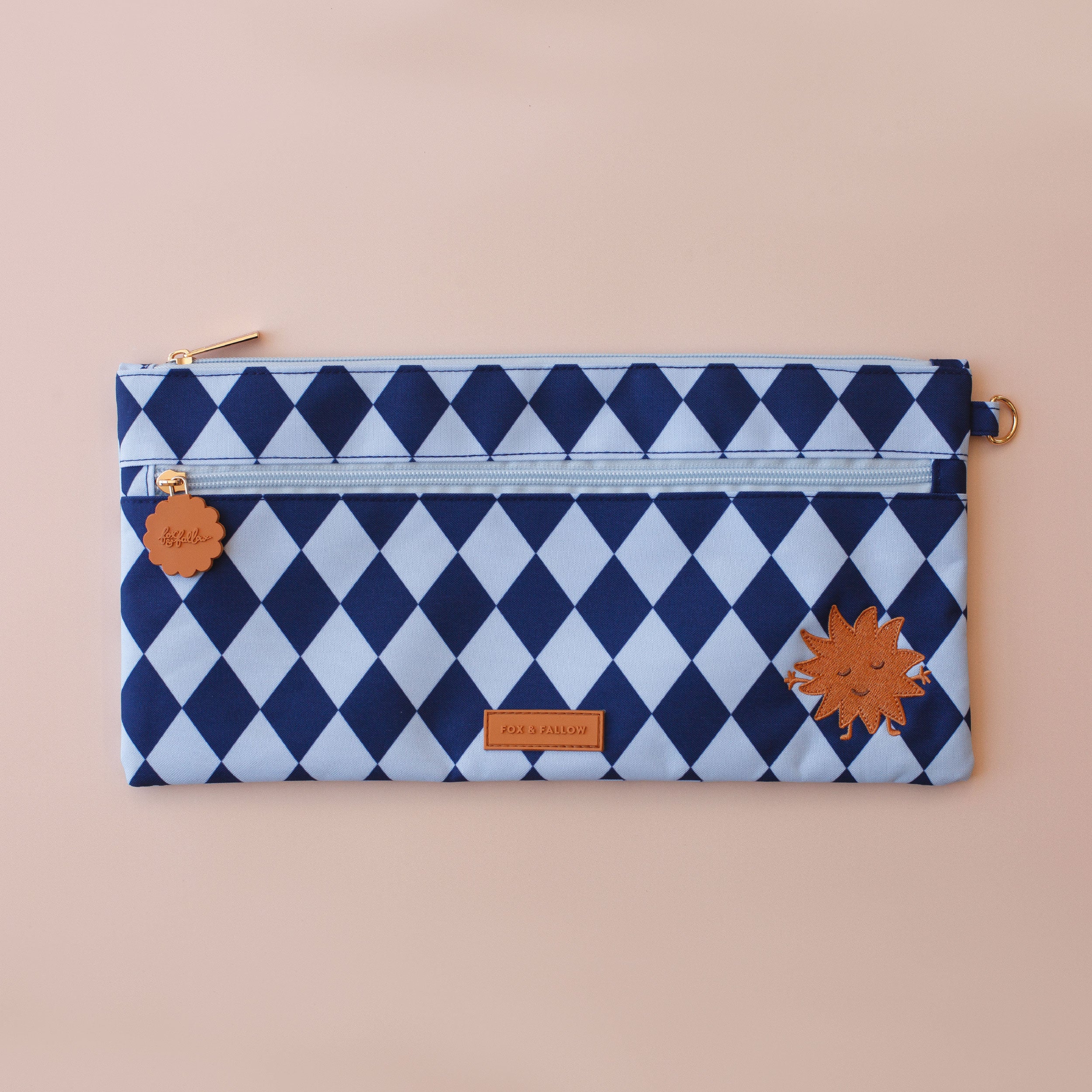 Navy Diamonds Large Pencil Case