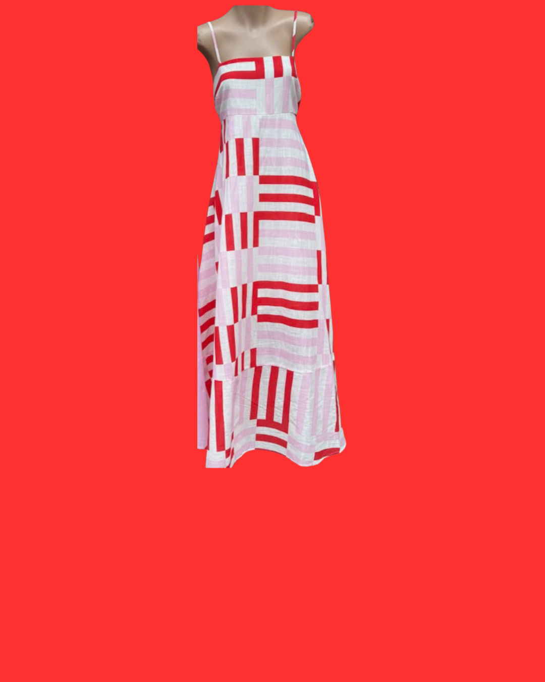 Geo Stripe Maxi Dress - Pink/Red