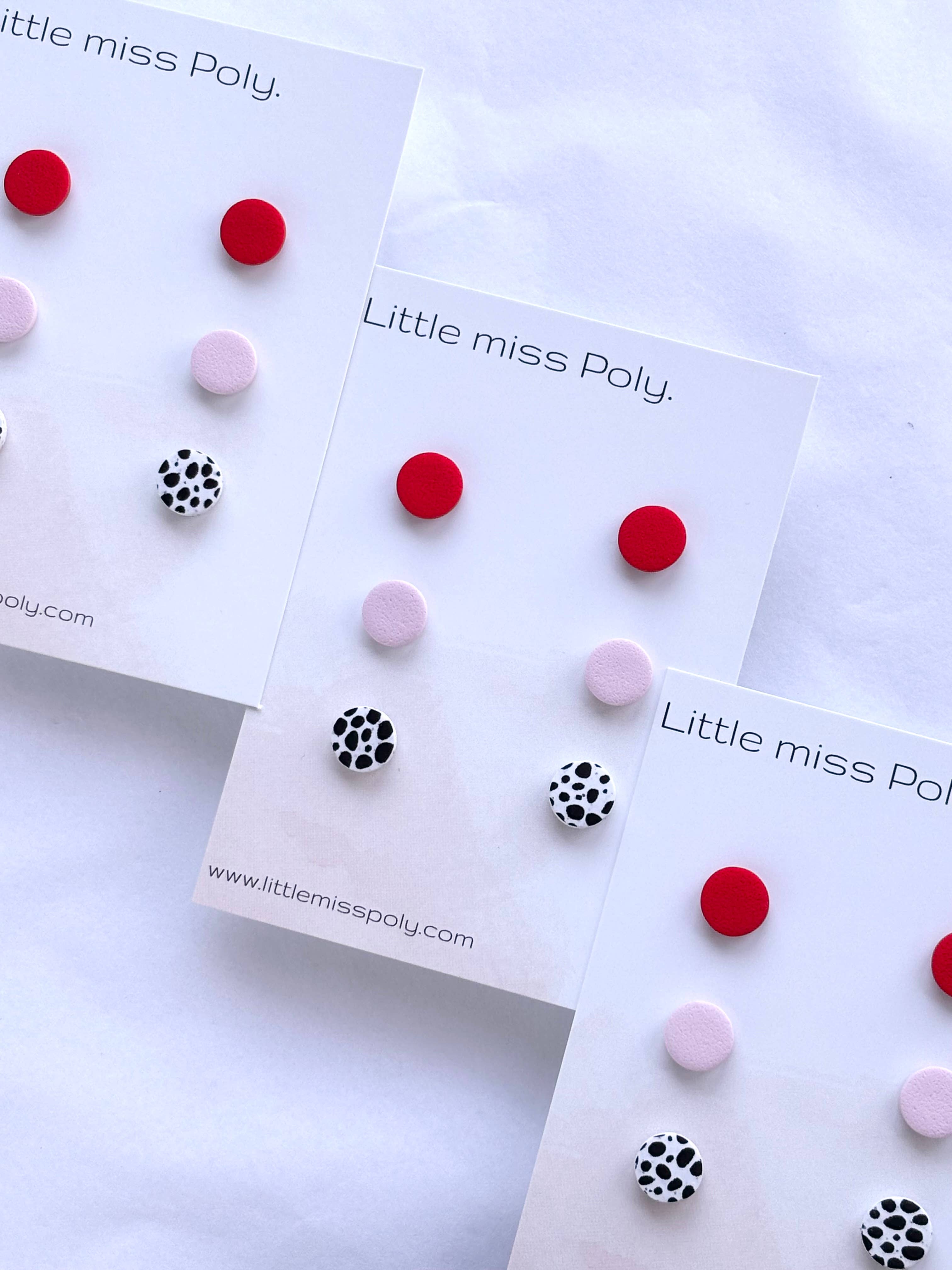 Cleo Triple Mini Stud Pack - Soft Pink & Red